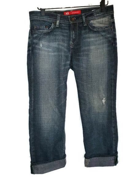 4/25Express X2Cropped Capri Jeans Medium Wash Sz 2 - Picture 2 of 6